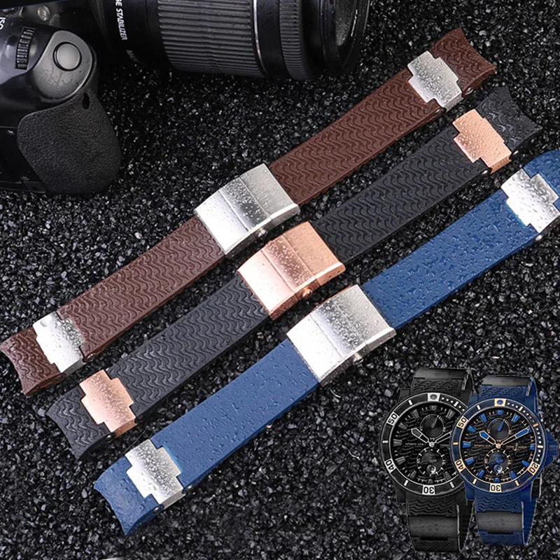 

Ремешок силиконовый для наручных часов Ulysse Nardin, резиновый спортивный водонепроницаемый браслет с изогнутым концом для морского дайвера 263, 22 мм
