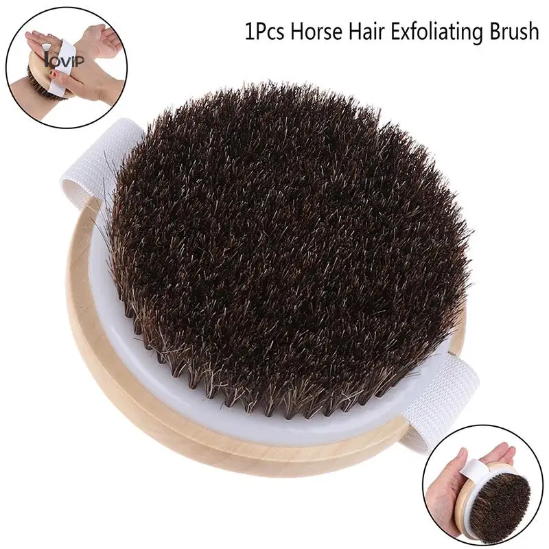 

1PCS Body Massage Brush Cellulite Shower Exfoliation Hot Wood Natural Horse Hair Bath Body Brush Dry Skin Brushing