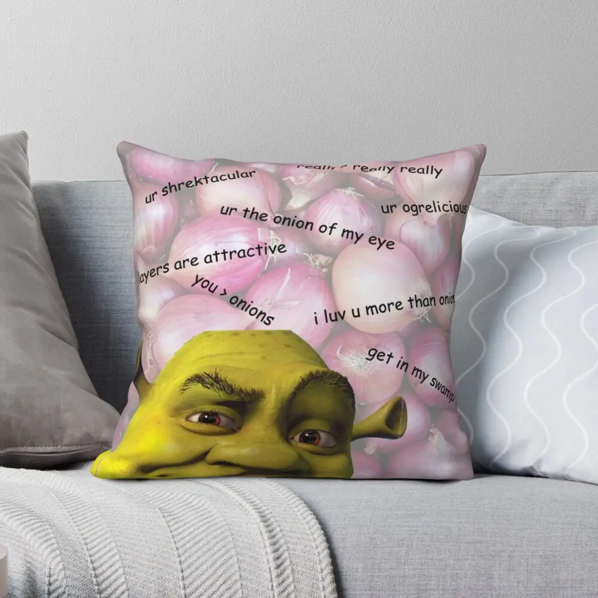 

Shrek Valentines Card Square Pillowcase Polyester Linen Velvet Creative Zip Decor Throw Pillow Case Sofa Cushion Cover