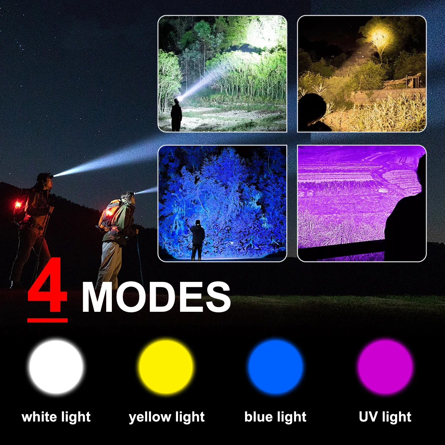 Индукционный налобный фонарь с ИК-подсветкой мощный светодиодный 4 режимами