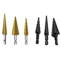 hexagonal handle step drill straight groove titanium plated drill bit 3 12 4 12 4 20 electric drill reaming bench drill pagoda d