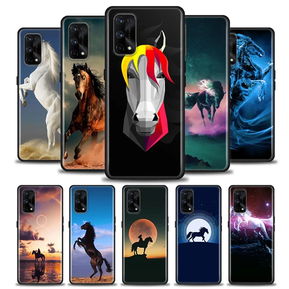 

Phone Case for Realme C2 C3 C21 C25 C11 C12 C20 C35 Oppo A53 A74 A16 A15 A9 A54 A95 A93 A31 TPU Case Tall fierce faithful horse