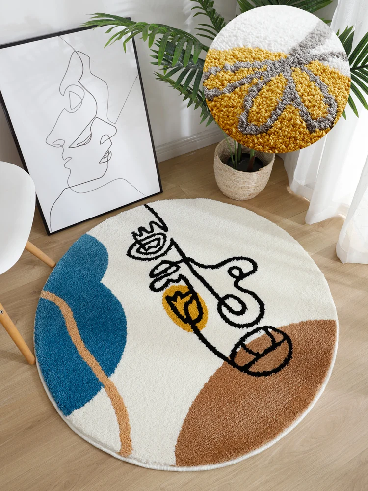 

Living Room Bedroom Carpet Face round Abstract Carpet Graphic Customization Dust-Absorbing Disposable