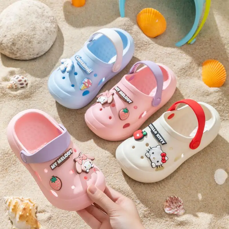 

Kawaii Sanrio Cinnamorroll Hello Kitty My Melody Cartoon Cute Summer New Children's Eva Soft Sole Sandals Sandals Sandals