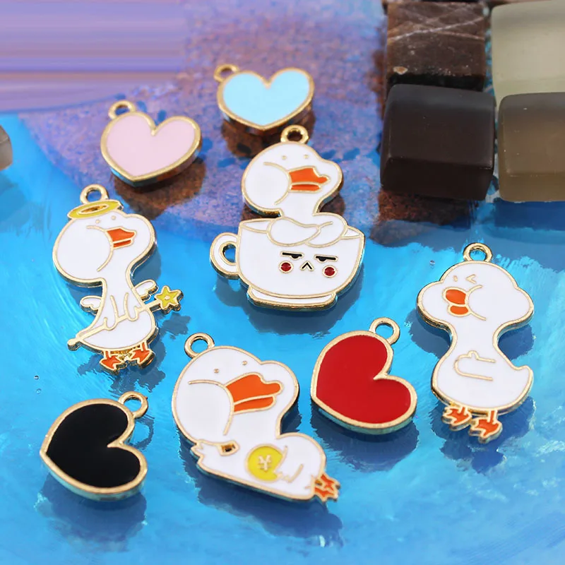

Cute 10pcs/lot Enamel Duck Charms Pendant DIY Handmade Necklace Earrings Keychain Making Jewelry Accessories