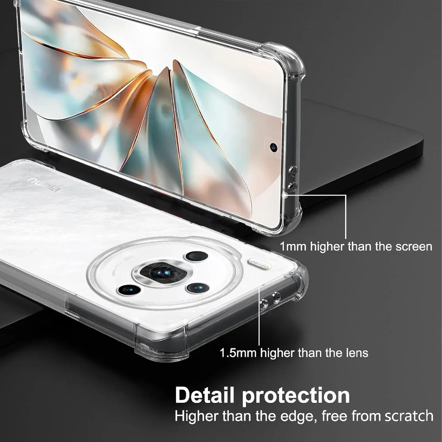 Противоударный прозрачный чехол из ТПУ с четырьмя углами для ZTE Nubia Z60S Pro защитный