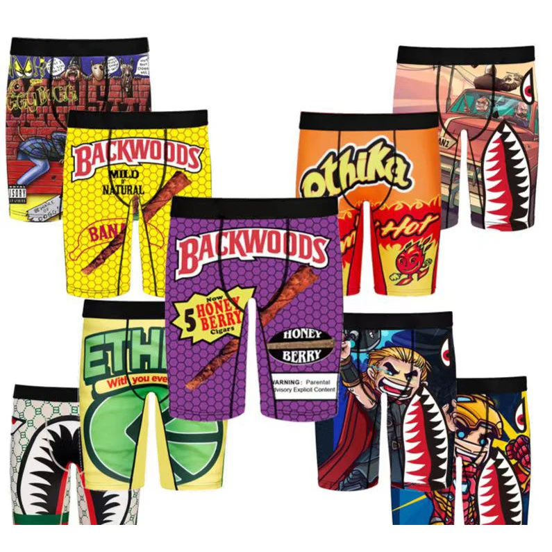 Men Boxer Briefs With Logo Fast Dry Breathable Ultra Soft S-XXXL Plus Size Seamless Staple Trunk Sagging Shorts Ethica Undewear