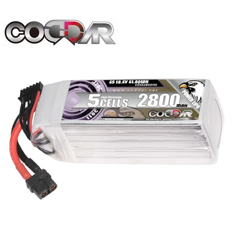 

CODDAR 18.5V 2800mah Lipo Battery 5S 110C With XT60 Plug For RC Drone Quadcopter FPV Airplane Racing Car Truck 110C battery