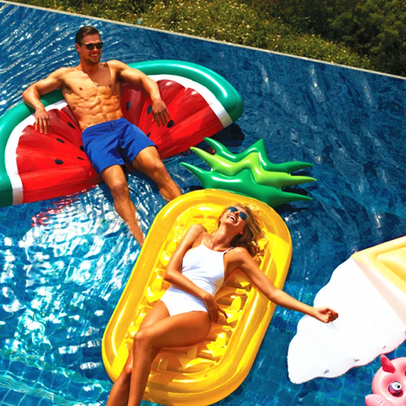 

Giant Swimming Pool Floating Swimming Ring Inflatable Floating Row Foldable Pineapple Watermelon Air Cushion Beach Pool Party