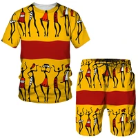 newest african print dashiki menwomen two piece set summer couple tracksuit streetwear ethnic style graphic t shirtshortssuit