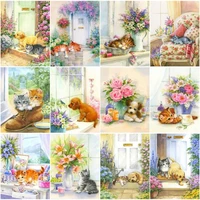 photocustom diy full drill diamond painting kit flower diamond mosaic square and round embroidery pictures for the home