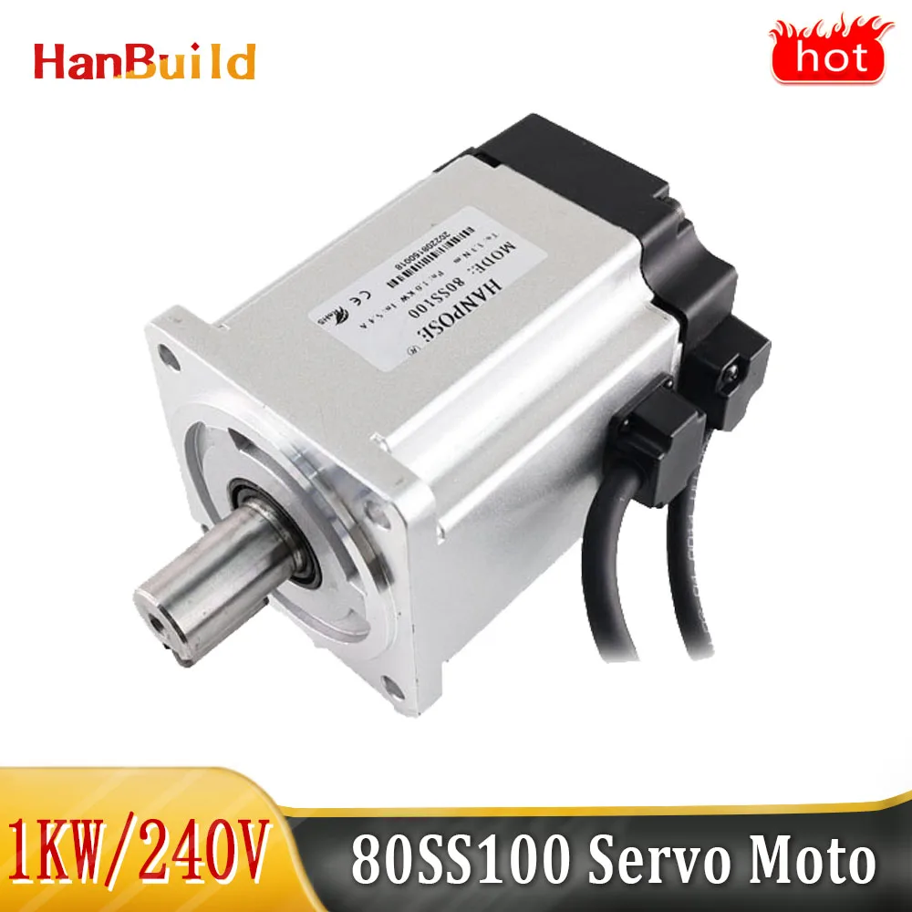 

1000W ac Servo Motor 5.4A 3.3N.m 80SS100 0.6N.M/A CNC Laser Medical Machinery 3000rpm-6000rmp 220V 0.1kw