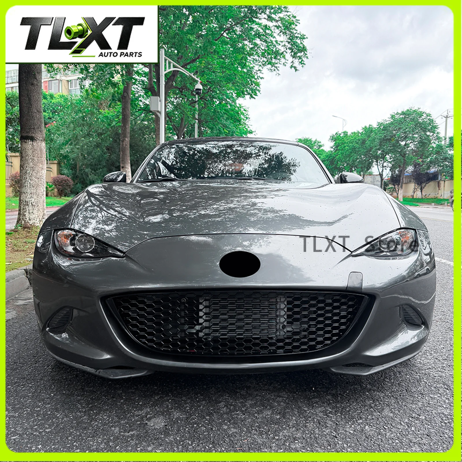 Фото Для Mazda MX-5 Miata ND 2016-2026 гг. Глянцевая черная верхняя решетка переднего бампера, сетка капота, воздухозаборник, защита кузова, гоночная решетка. №4