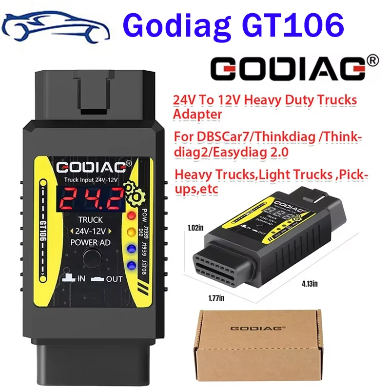 GODIAG GT106 Адаптер для тяжелых грузовиков с 24 В на 12 X431 easydiag/Golo/ / IDIAG/ ThinkCar/ ICarScan/ Diagun/