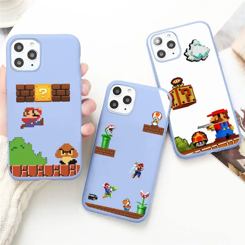 

Game Mario Bros Phone Case for iPhone 13 12 mini 11 Pro Max X XR XS 8 7 6s Plus Candy purple Silicone cover