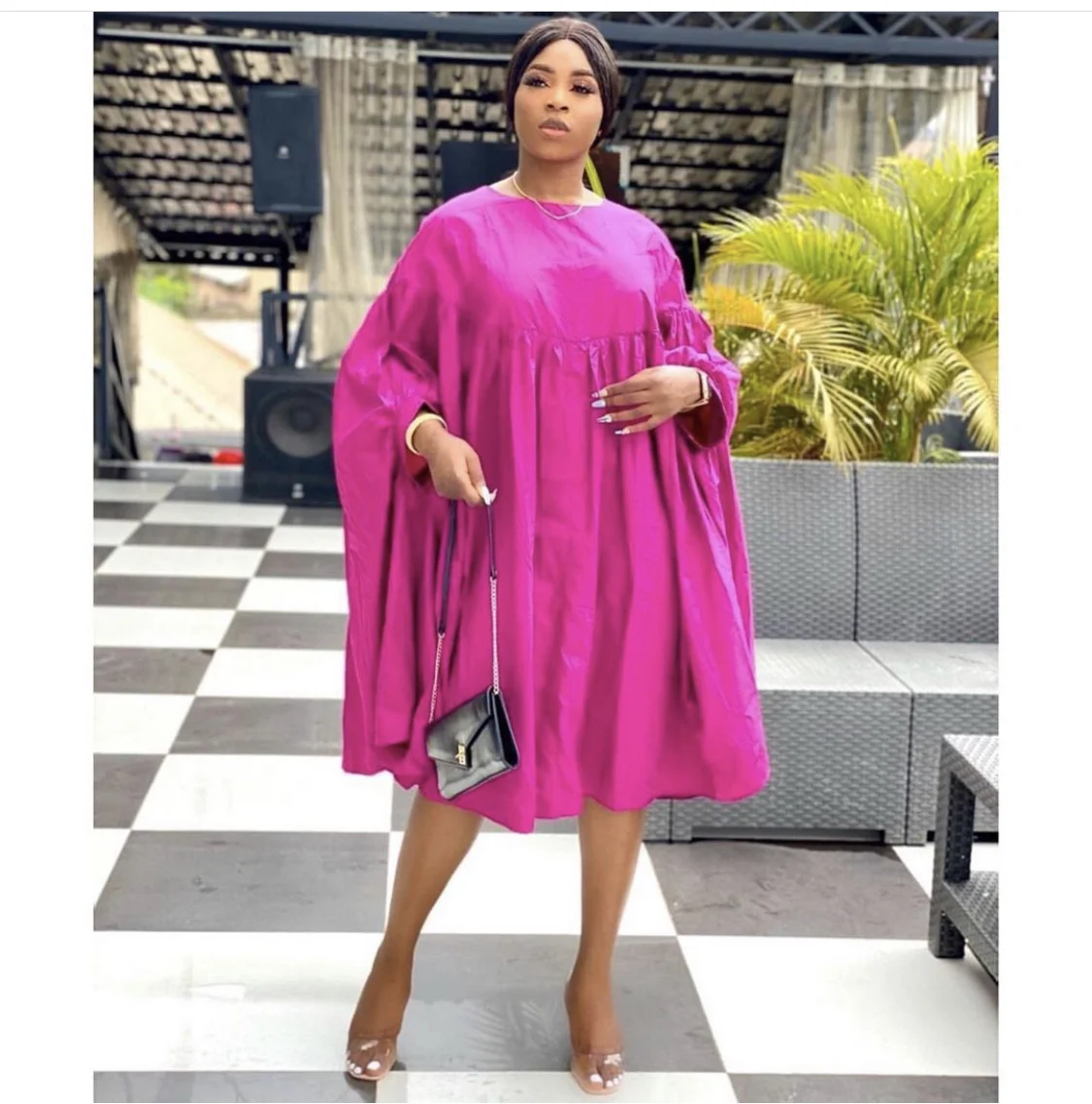 

Модное Новое плиссированное платье с круглым вырезом и длинным рукавом летучая мышь свободный темпераментный пуловер однотонное Повседневное платье