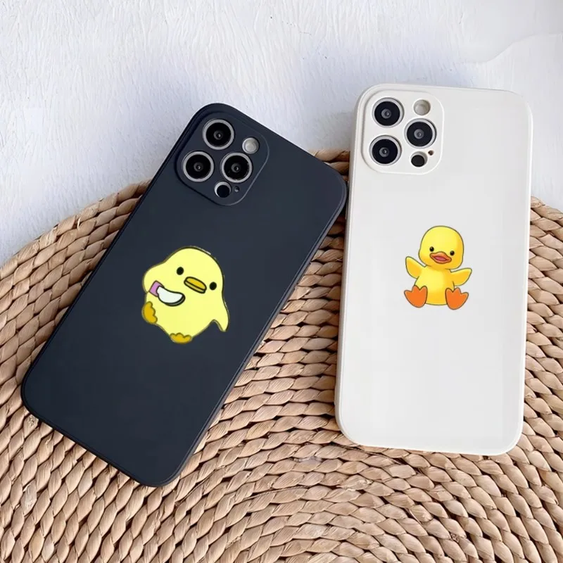 

Cute Duck Animals Phone Case Black White For Apple IPhone 12ProMax 13 11 Pro Max Mini Xs X Xr 7 8 6 6s Plus Se 2020 Funda Cover