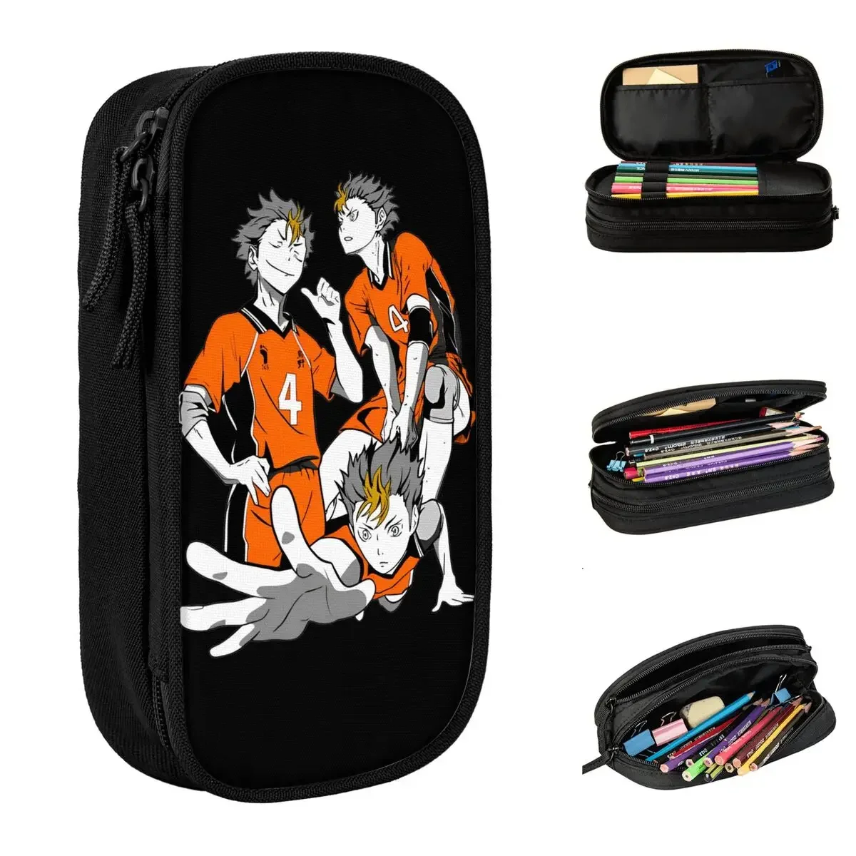 Пеналы Haikyuus Nishinoya забавные сумки для ручек школьные принадлежности больших