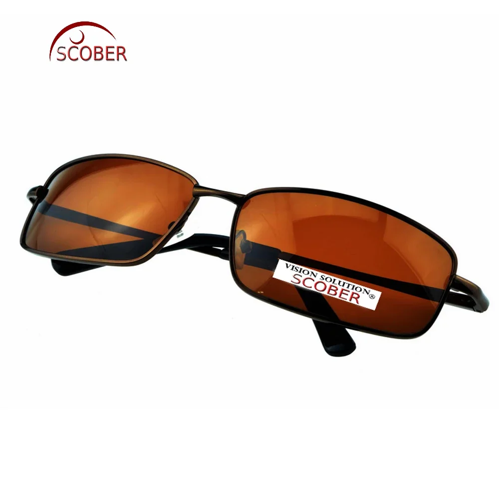 = SCOBER прямоугольные коричневые поляризационные солнцезащитные очки Hd линзы с