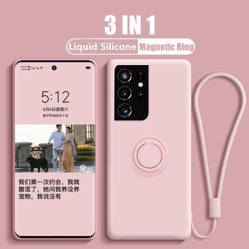 

Liquid Silicone Magnetic Ring Holder Case For Samsung A53 A52S 5G A13 A33 A12 A22 A23 A50 A51 A70 A71 A72 S21 S20 FE S22 Ultra