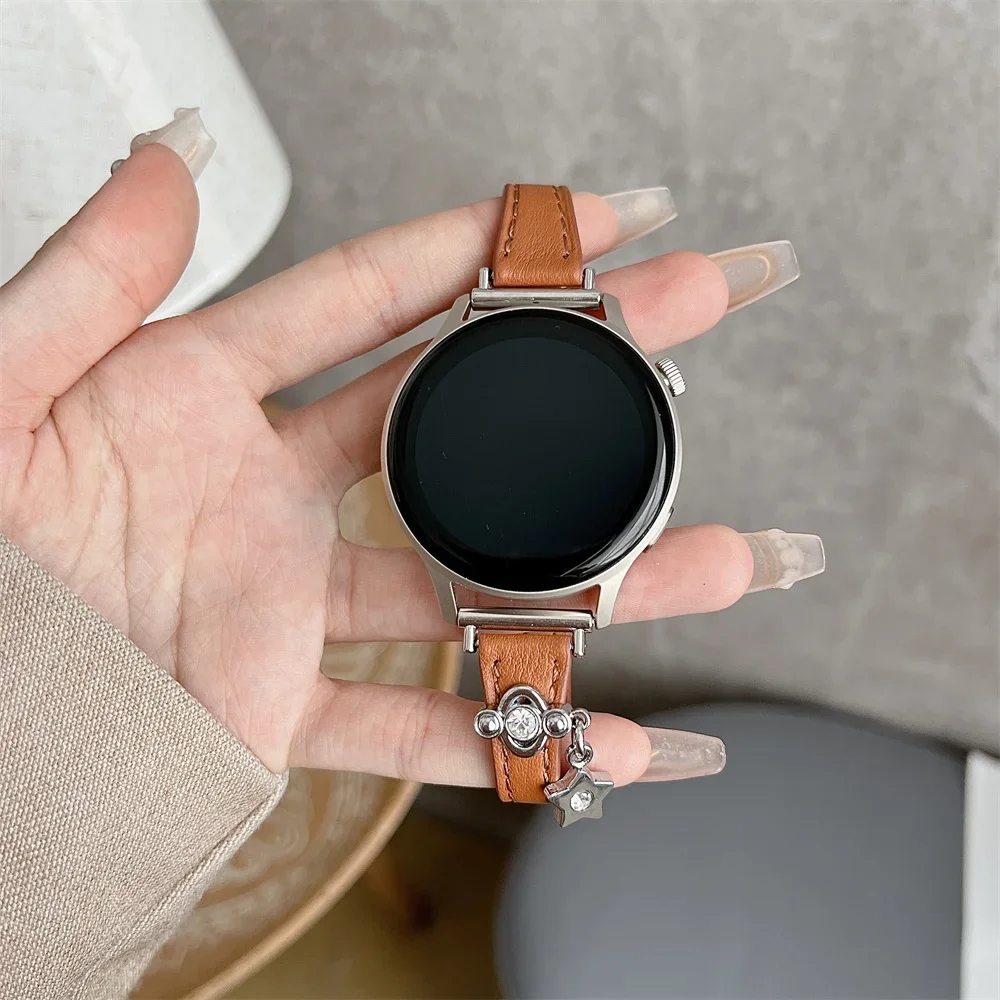 Тонкий кожаный ремешок для Samsung Galaxy Watch 6/Classic 3 4 5Pro 40/41/42 Active Amazfit Bip Huawei GT3/4 43/44/45/46/47
