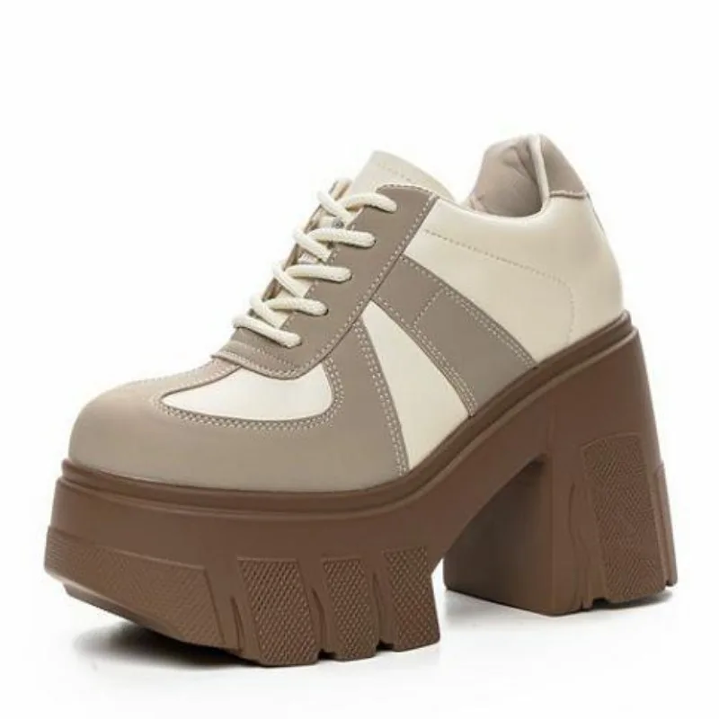 Женские ботильоны из натуральной кожи с микрофиброй на платформе 11 см