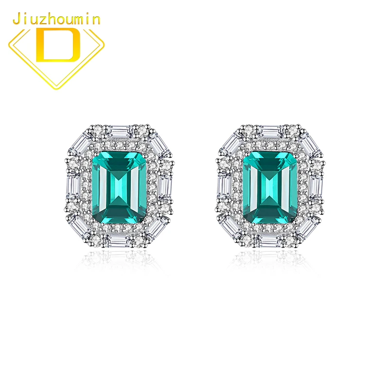 

Luxury Emerald Earrings Diaspore Gemstone for Women Color Treasures Stud Genuine 925 Sterling Silver Earring for Engagement Gift