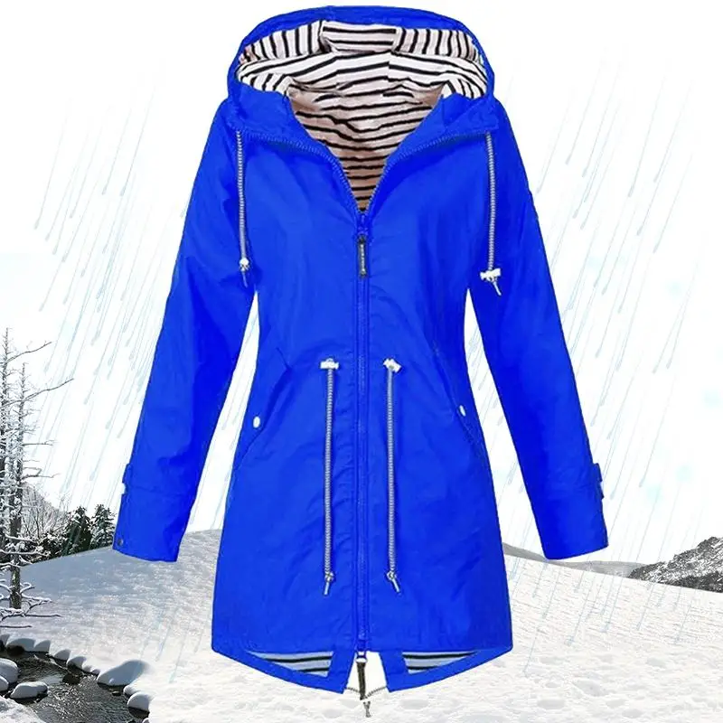 

Women Jacket Coat Windproof Waterproof Transition Hooded Outdoor Hiking Clothes Outerwear Women Lightweight Raincoat