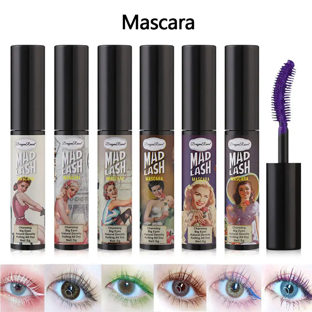 

1PC Mascara Waterproof Fast Dry Eyelashes Curls Extension Make-Up Eyelashes Blue Red Purple Black Brown Ink Mascara 6 Color