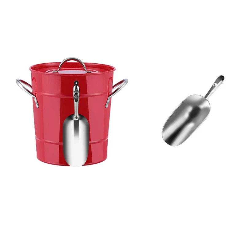 

Best Portable Wall Ice Bucket 3.5L Iron Ice Bucket With Tong And Lid Chilling Champagne Wine Beer Bucket Bar Tool