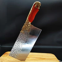 longquan kitchen knife copper tiger decor 8 inch sharp butcher chopper slicing cleaver handmade forged knife meat poultry tools
