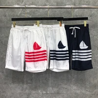 tb thom shorts fashion brand summer mens beach shorts sailboats designs mid thigh 4 bar stripe thin quick dry swimshorts