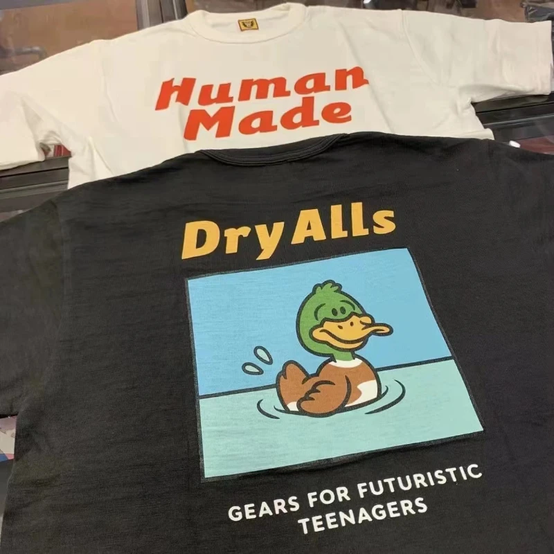 

2022SS Dry Alls Tshirts Duck Swim Letter Print Slub Cotton Human Made T-Shirt for Men Women Haikyuu