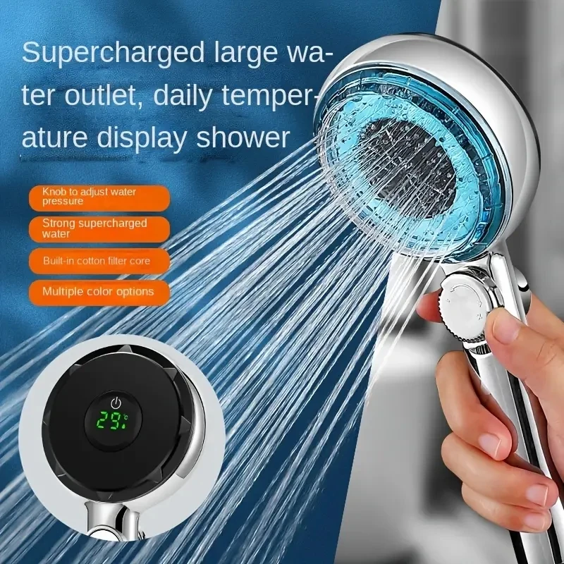 

Hand Held Shower Head, High Pressure Shower Head With Digital Temperature Display, Smart Water Temperature Display Shower Head