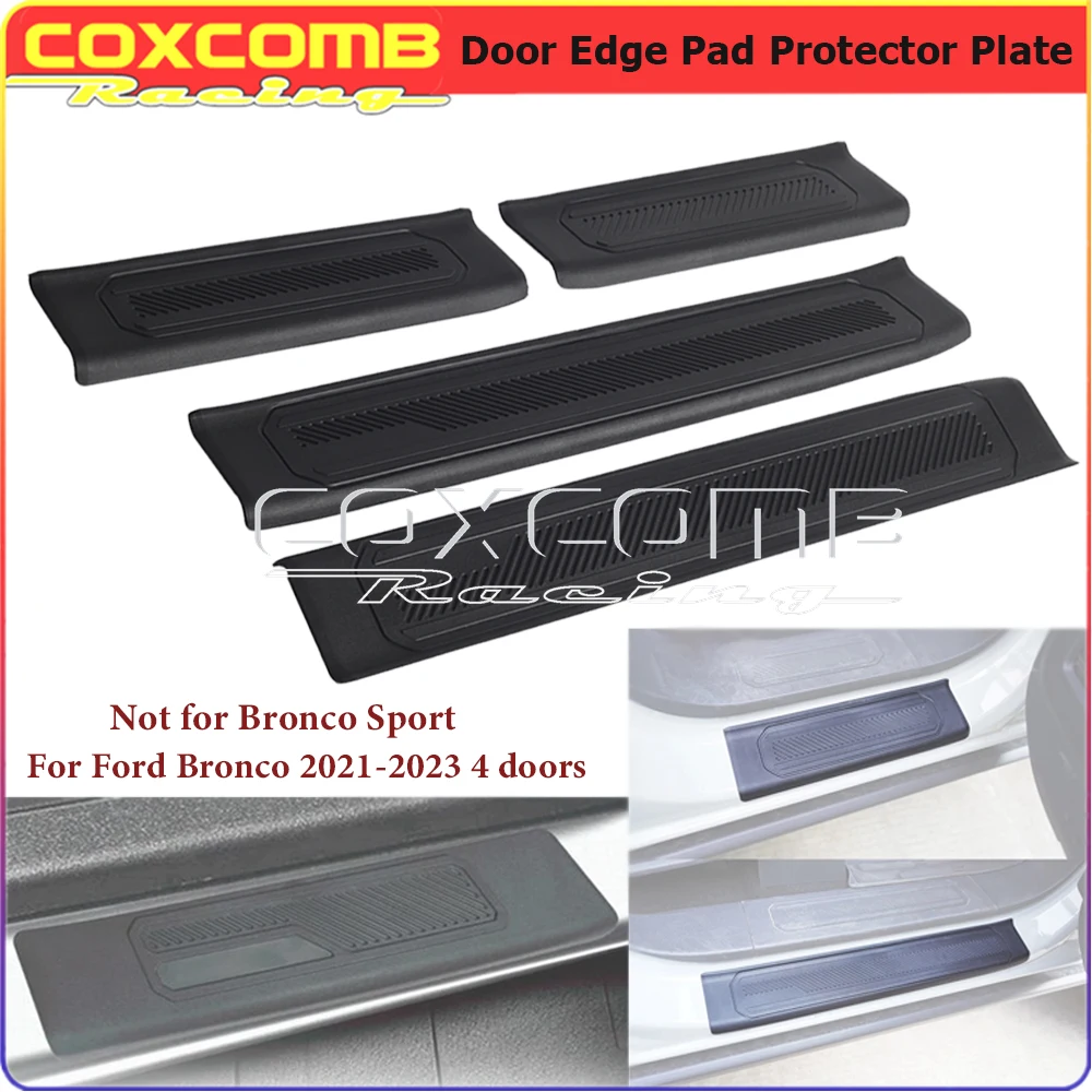 

For Ford Bronco 2021-2023 4 doors Accessories Car Door Sill Anti Scuff Panel Guard Edge Pad Cars Threshold Protector Plate Black