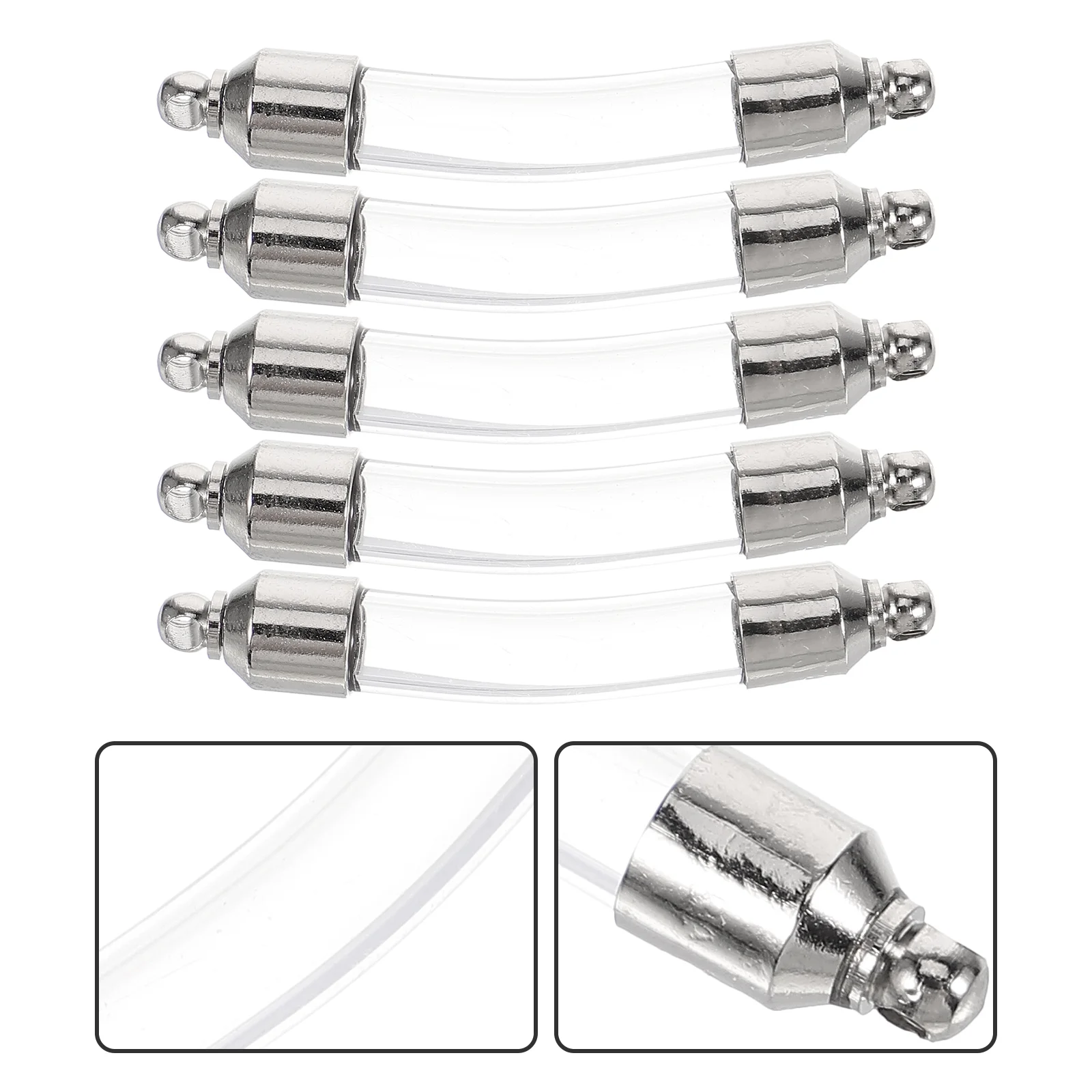 

5 Pcs Mini Bottles Decorative Vials Lids Bent Potion Necklaces Metal Clear