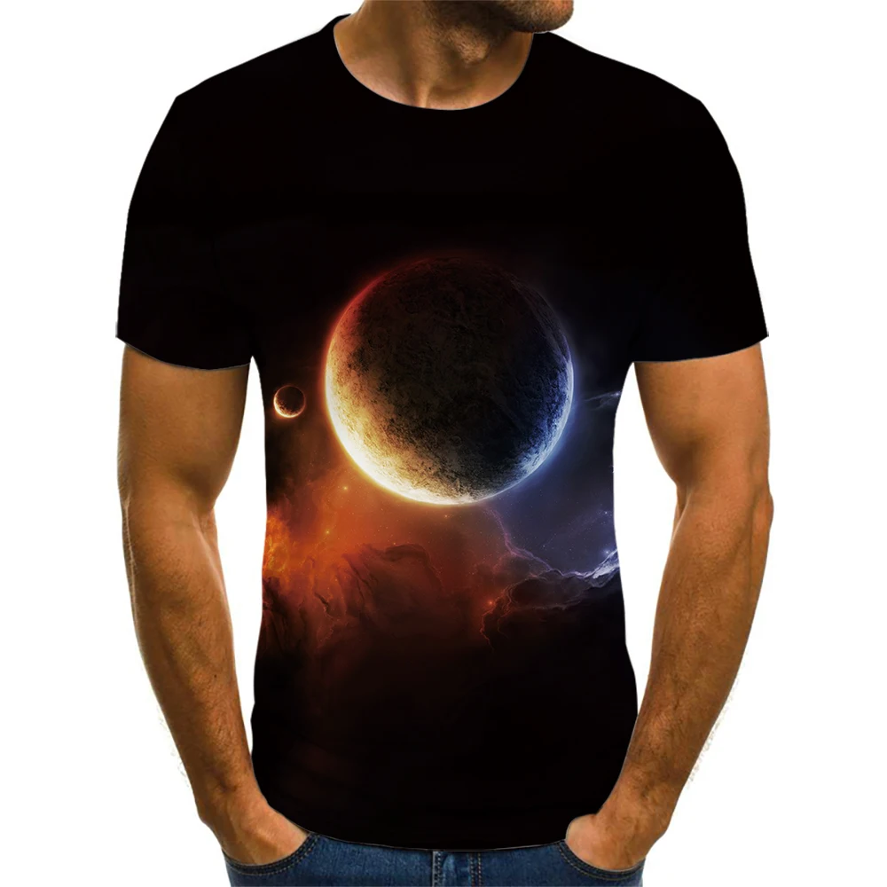 

2021 четыре сезона, новинка, лидер продаж, топ с принтом космической звезды, топ с коротким рукавом, простой дизайн тяжелых металлов, мягкая легкая футболка