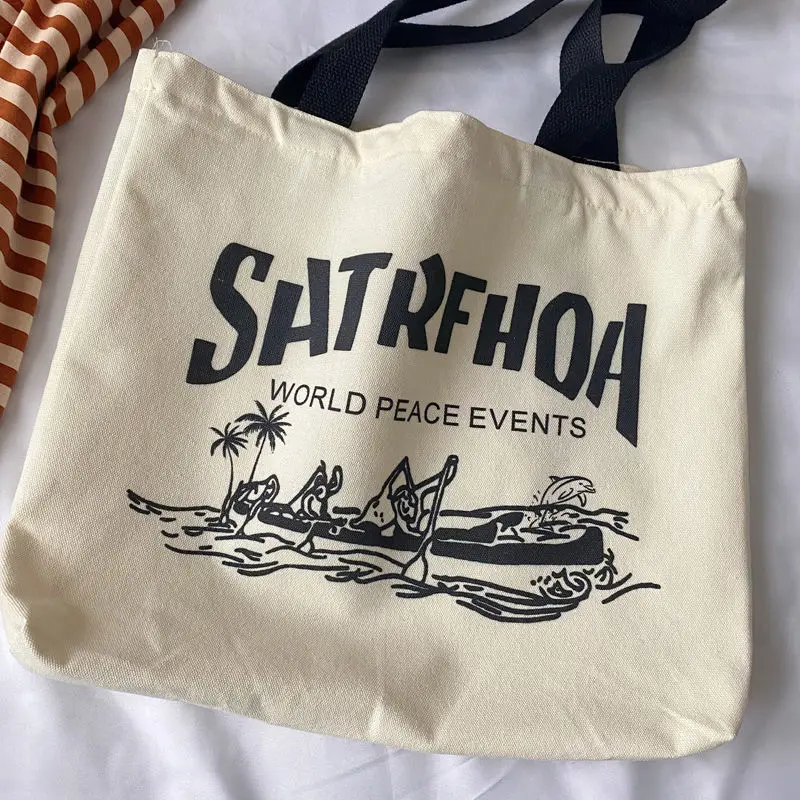 Женская Холщовая Сумка-тоут в стиле Харадзюку повседневная вместительная