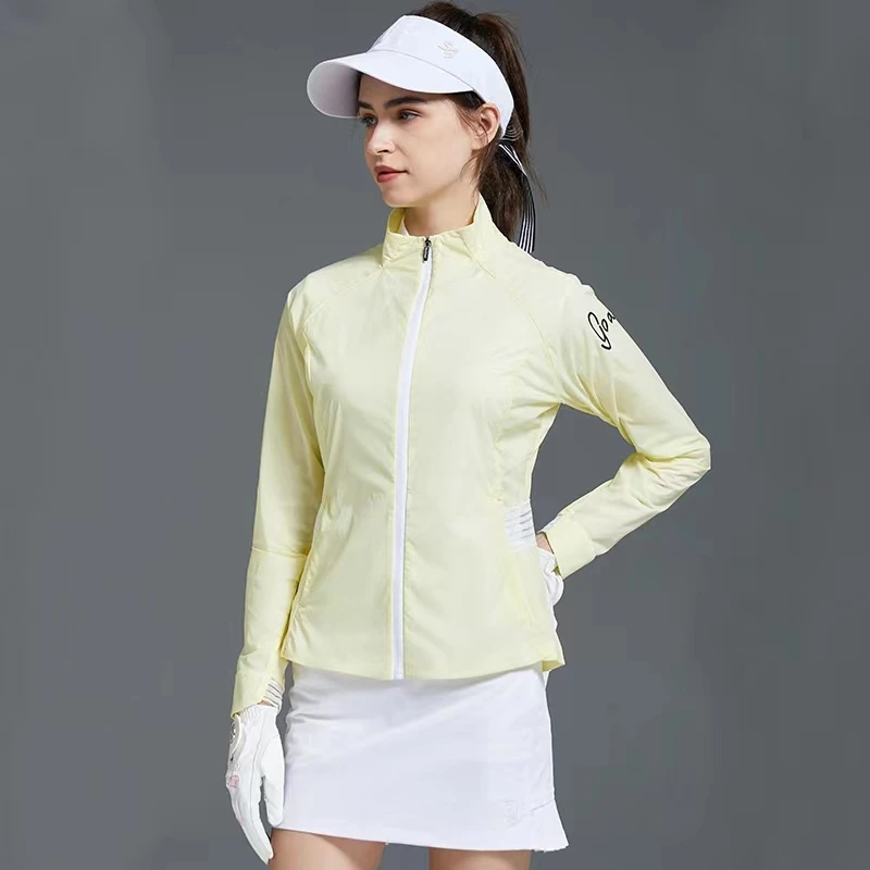 Golf sun protection jacket LOVE GOLF brand women's windbreaker elastic waist breathable sports slim jersey