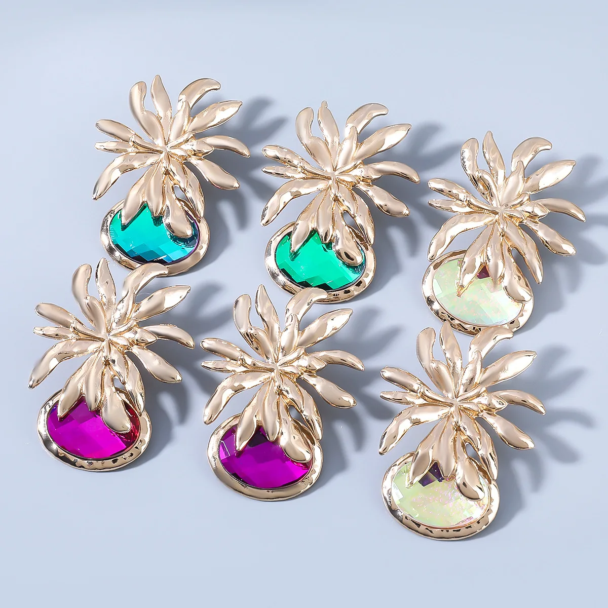 

New Creative Alloy Acrylic Floral Metal Earrings Women's Earrings Dinner Wedding Accessories Vintage Statement Jewelry