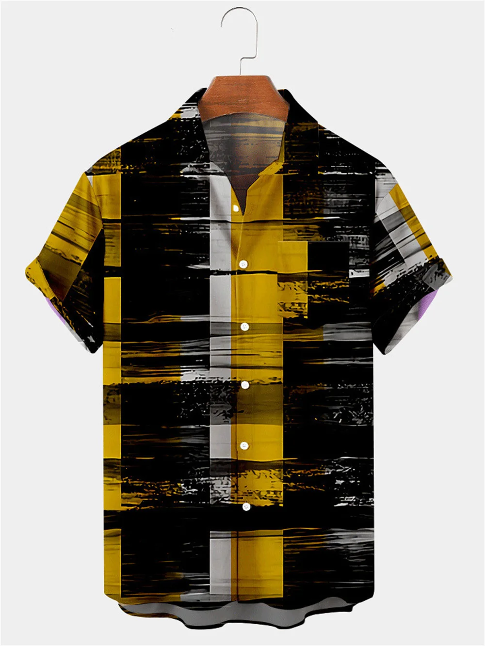 

Vintage Men'S Shirts Stripe 3D Printing Shirt Casual Blouse Short Sleeve Tees Oversized Male Clothing Tops Outdoor Streetwears