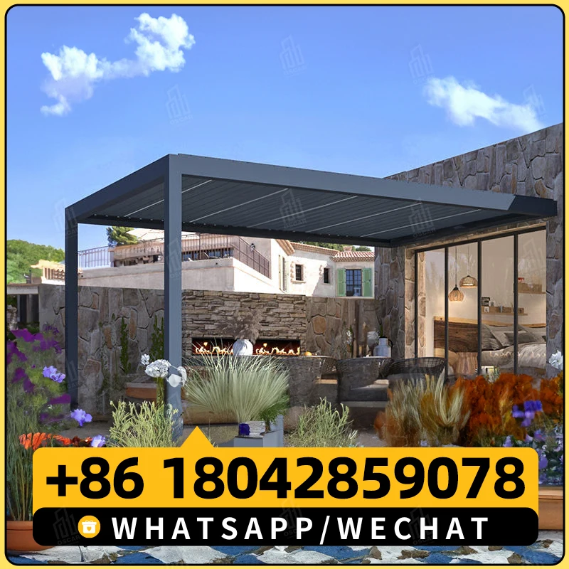 Заводские цены уличная Водонепроницаемая беседка алюминиевая моторизованная