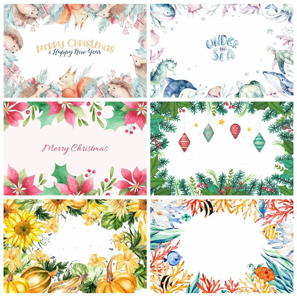 

Custom Christmas Decoration Photography Backdrop Baby Thanksgiving Happy New Year Animals Party Photo Backgrounds Banner Posters