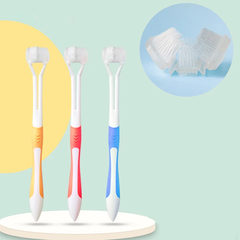 

Three Sided Soft Hair Tooth Toothbrush Silicone Soft Bristle Adult Toothbrush Oral Care Safety Teeth Brush Oral Health Cleaner