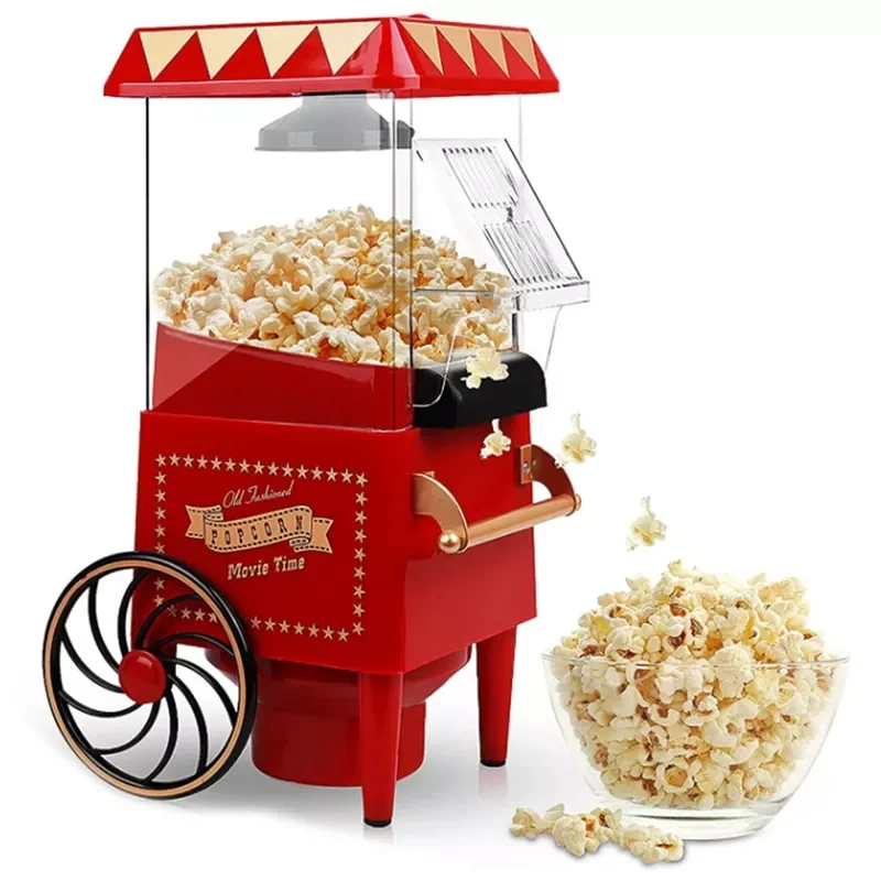 Maker,Hot Air Popcorn Machine Vintage Tabletop Popcorn Popper, Healthy And Quick Snack For Home EU Plug