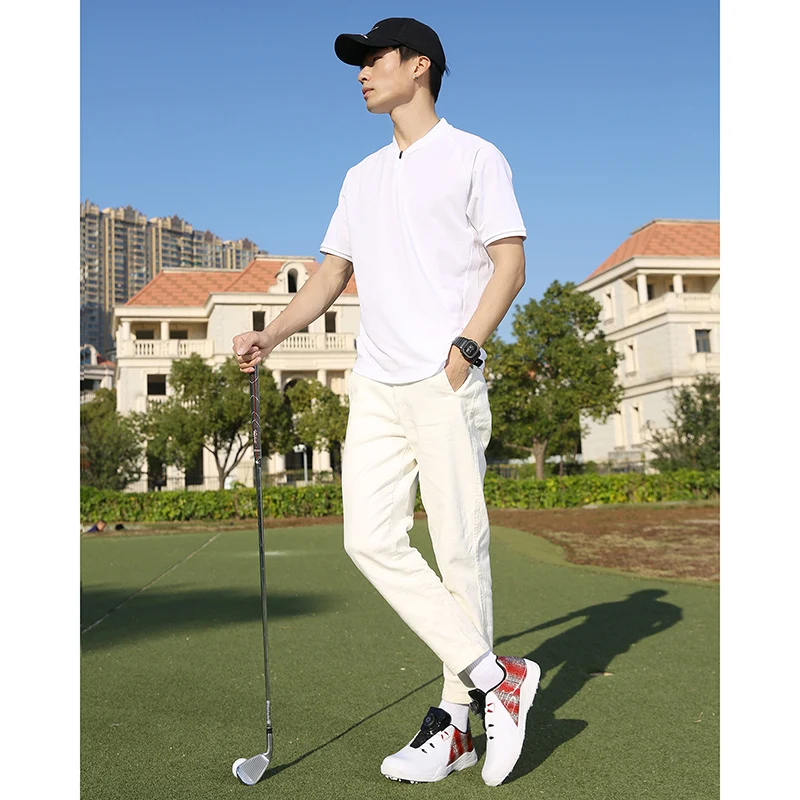 Classical Genuine Leather Golf Shoes for Men Quick Lacing Outdoor Golf Walking Training Sneakers for Unisex Professional Shoes