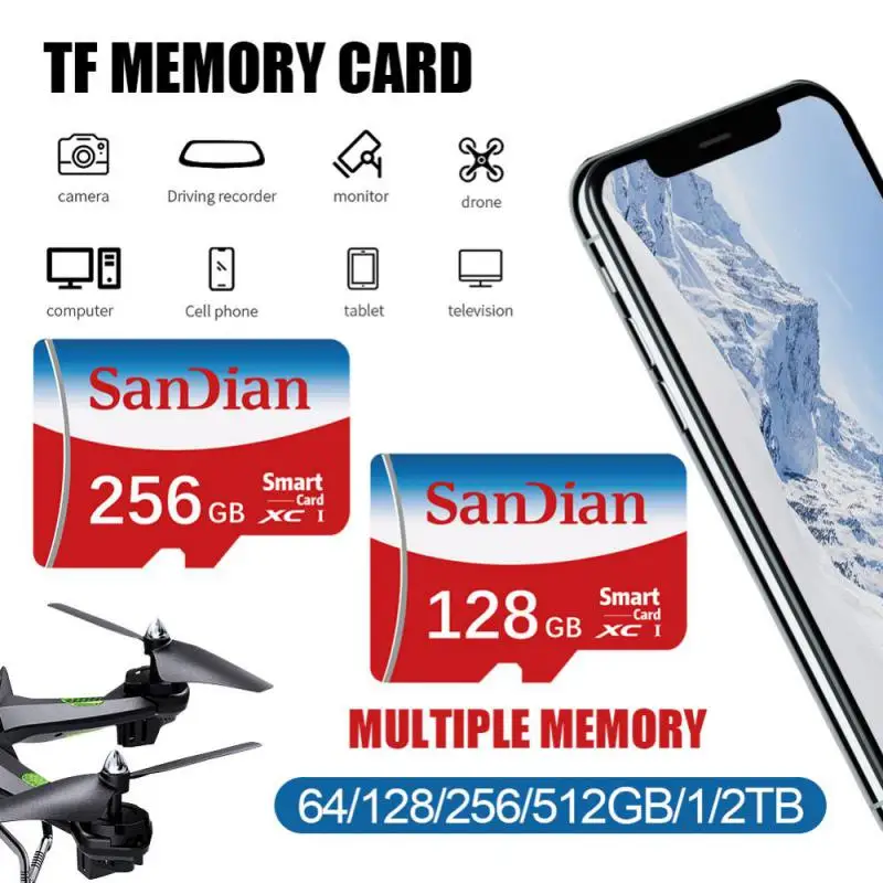 Оригинальные SD-карты емкостью 1 ТБ 256 ГБ 512 Micro TF-карта класса 10 высокоскоростная