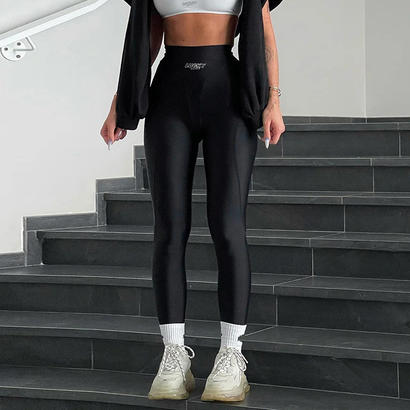 High Waist Tight Letter Printed Shark Pants Europe and The United States Wind Leisure Sports Fitness Fashion Hip Skinny Pants