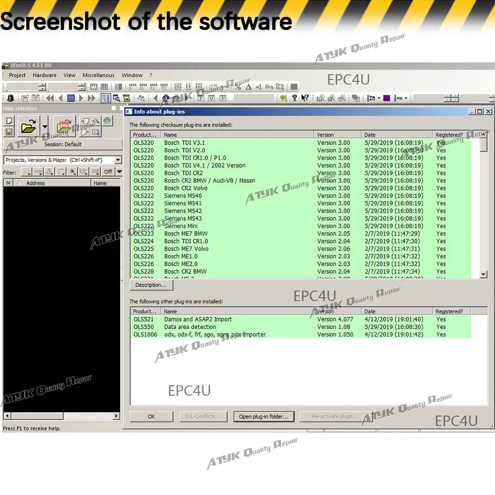 Диагностическое программное обеспечение WinOLS 4.51 VM с Plugins Vmwar ECU Winols Считыватель