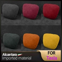 for tesla model3 modelxy alcnatara suede car headrest neck support seat soft universal adjustable car pillow neck rest cushion